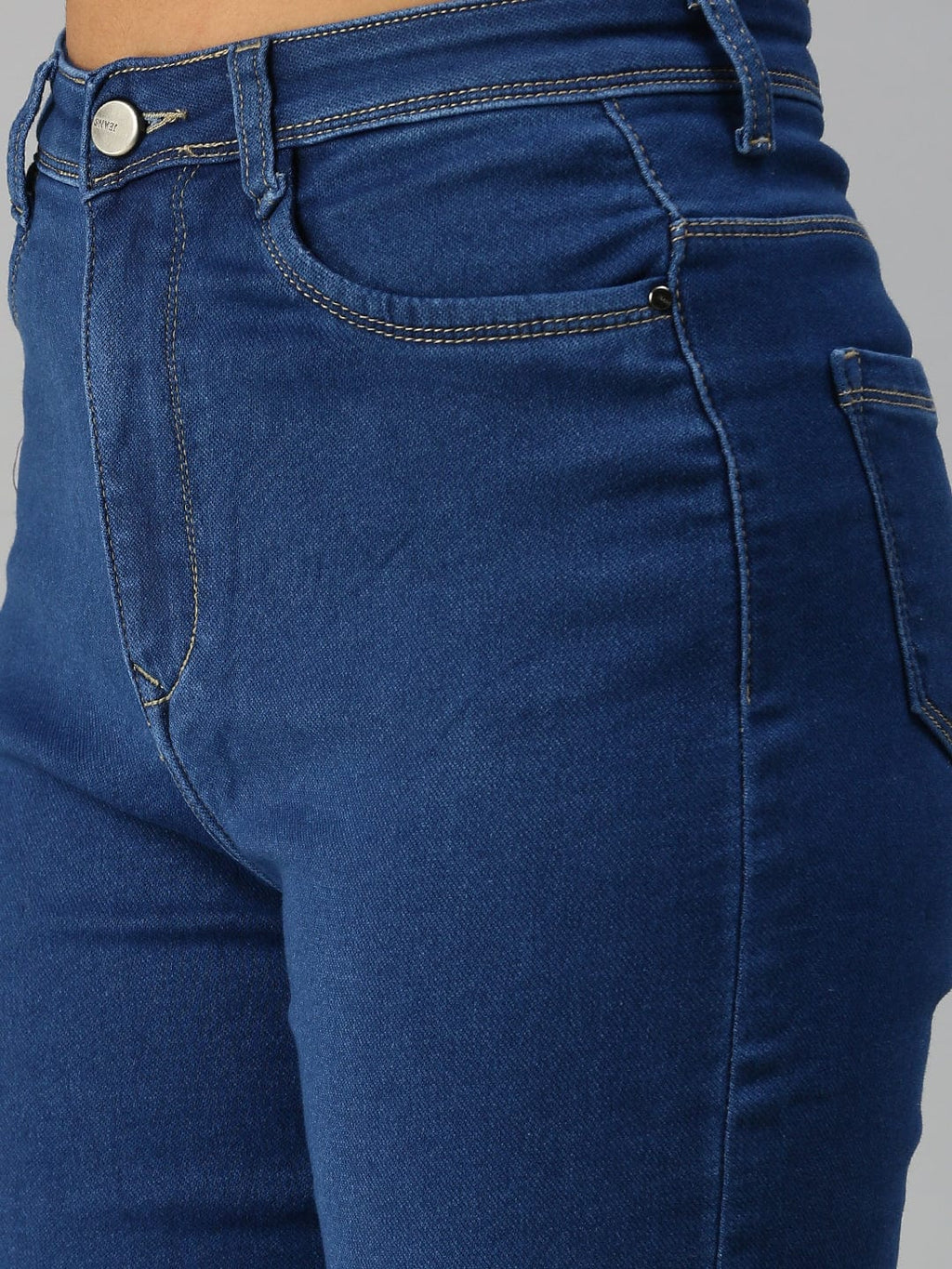 Women's Blue Wide Leg High-Rise Stretchable Jeans