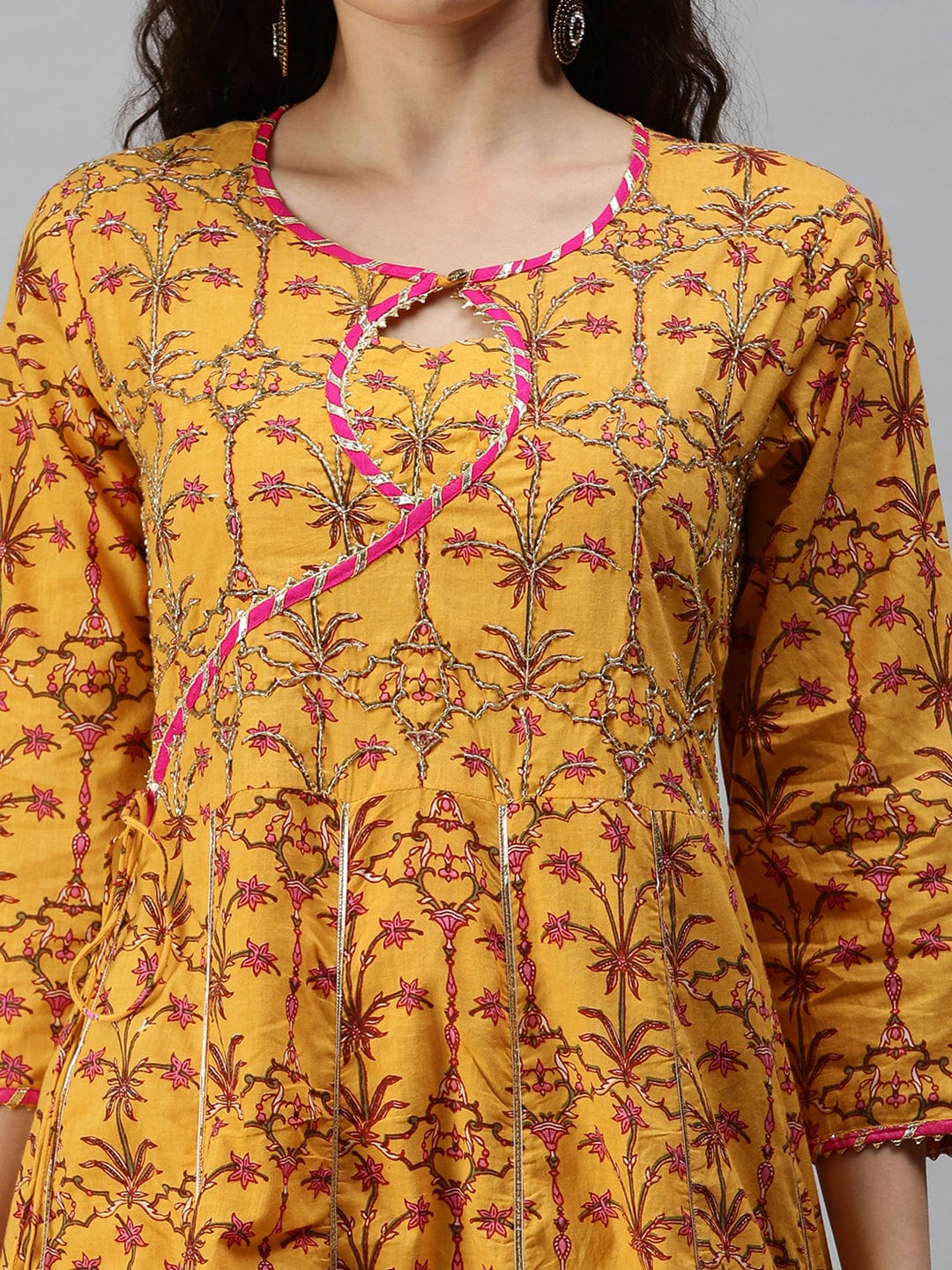 Women's Printed Yellow Anarkali Kurta
