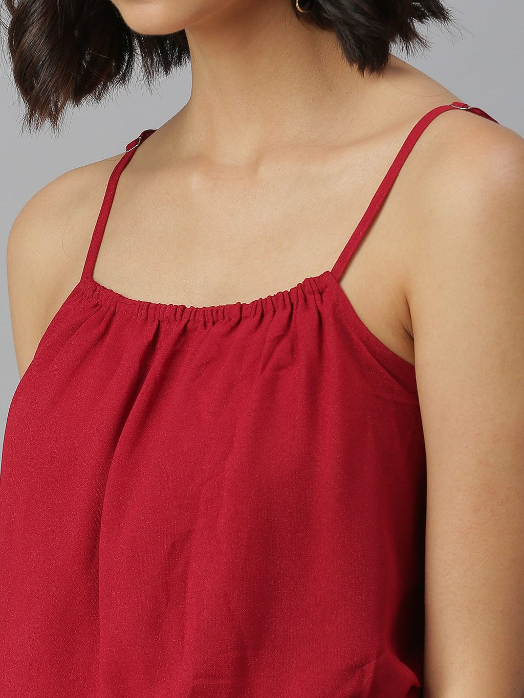 Women's Shoulder Straps Embellished Maxi Maroon Dress
