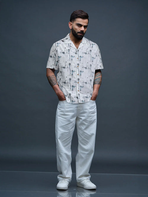Abstract AOP Regular Fit Shirt | Off White
