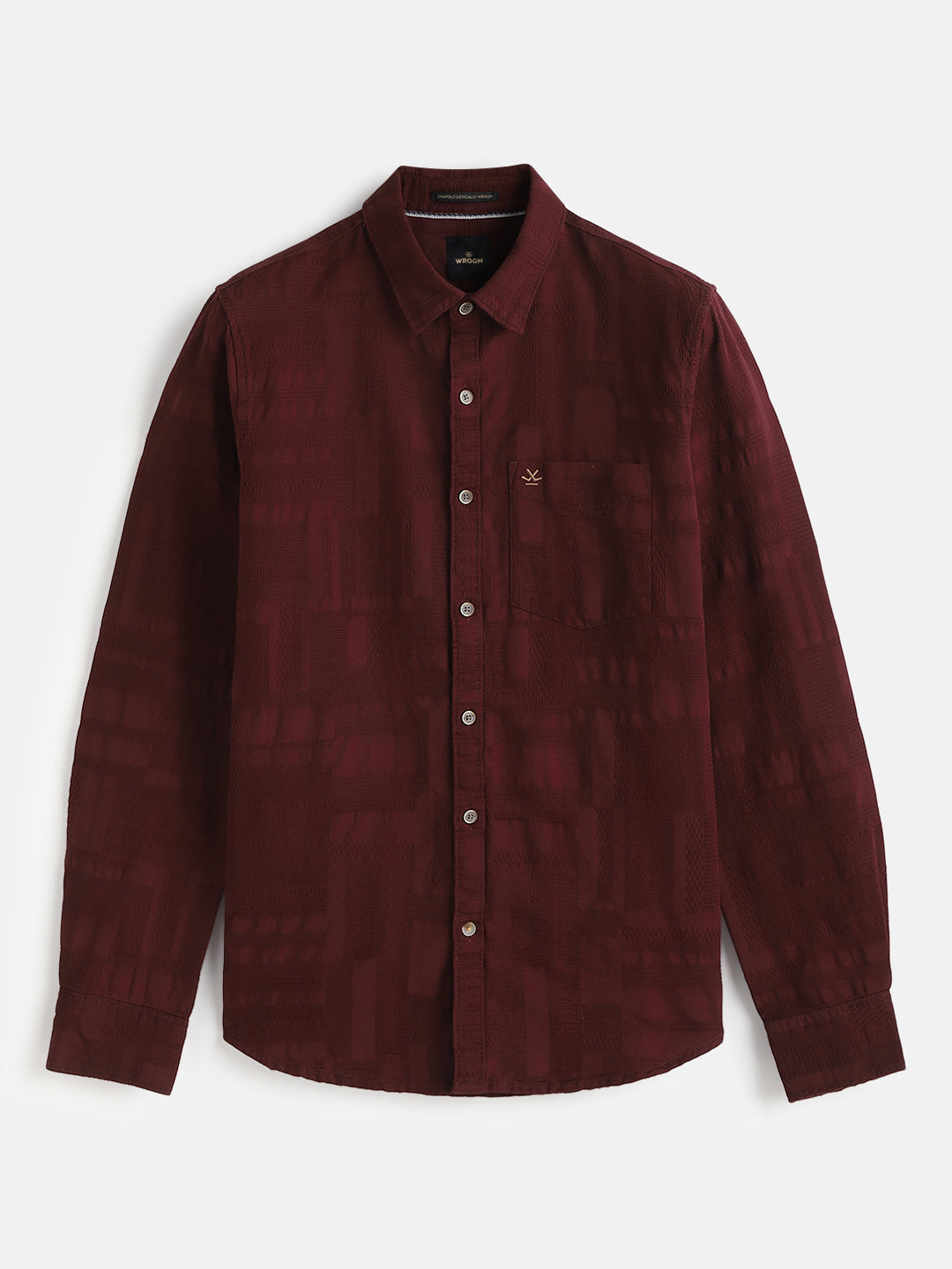 Textured Pure Cotton Shirt | Maroon