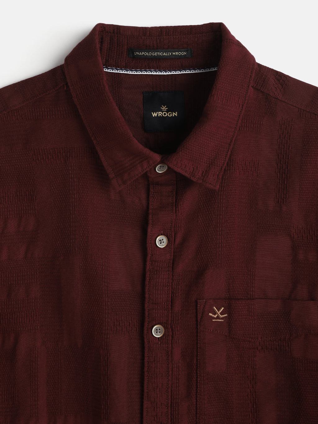 Textured Pure Cotton Shirt | Maroon