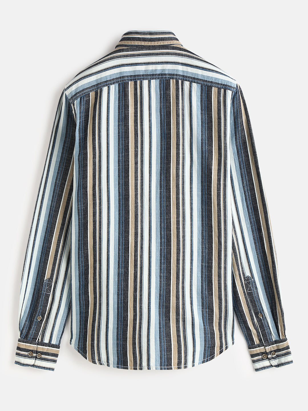 Striped Cotton Slub Shirt | Brown