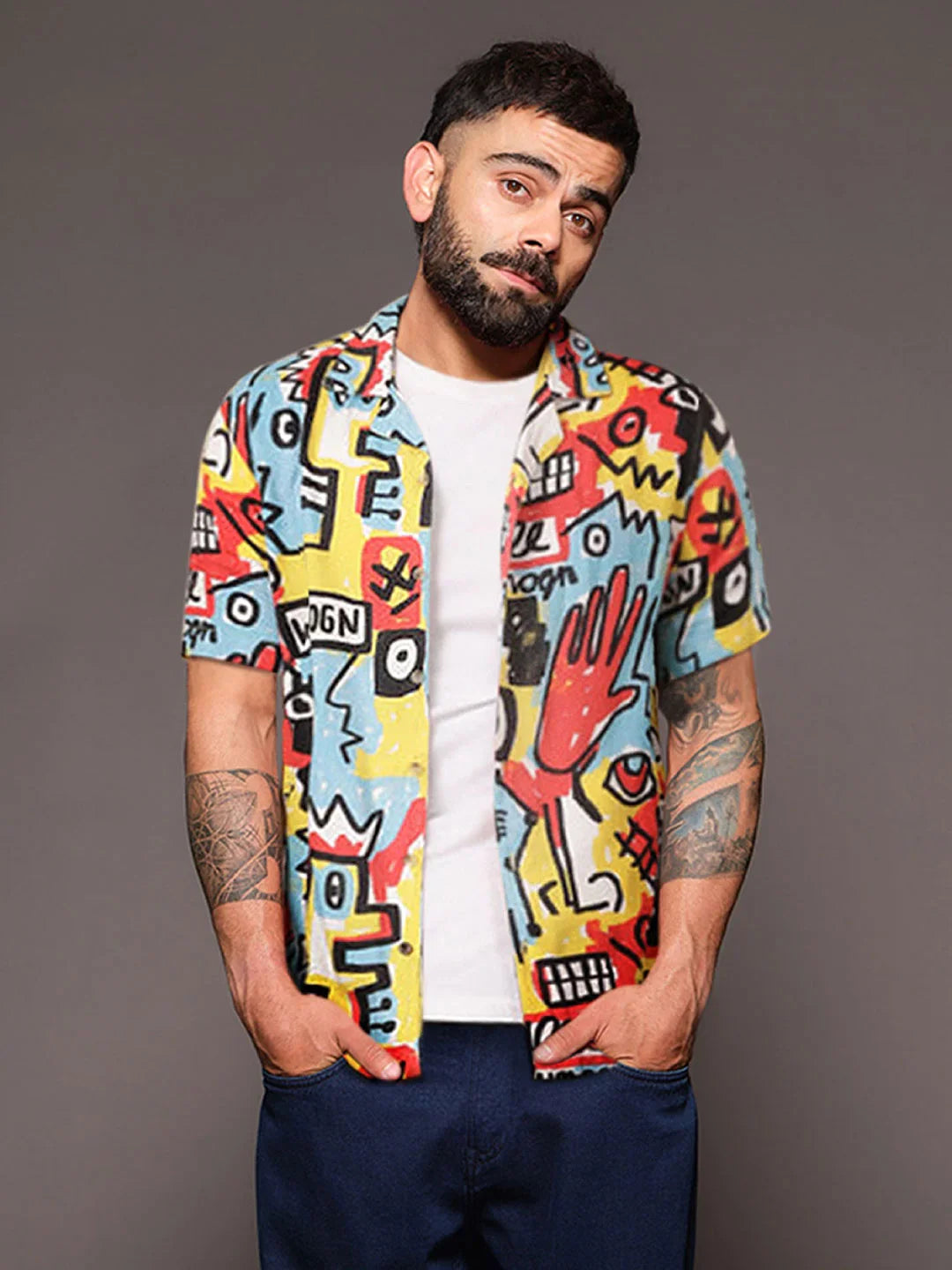 AOP Fluid Viscose Shirt | Yellow