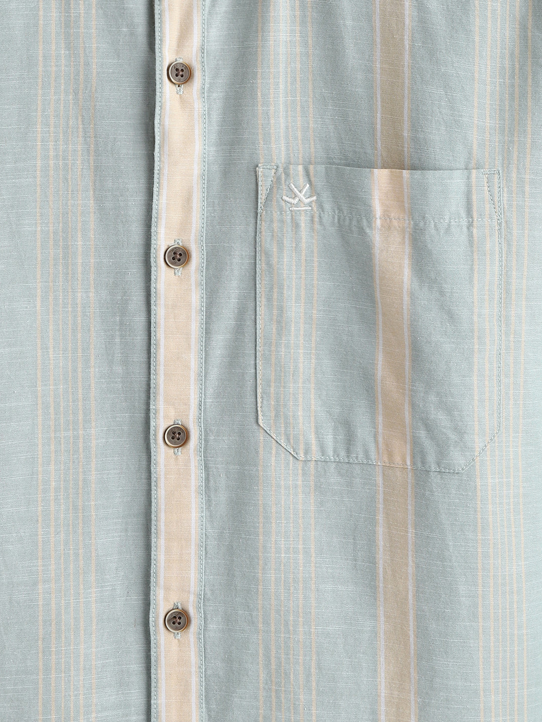 Cotton Slub Summer Stripes Shirt | Green