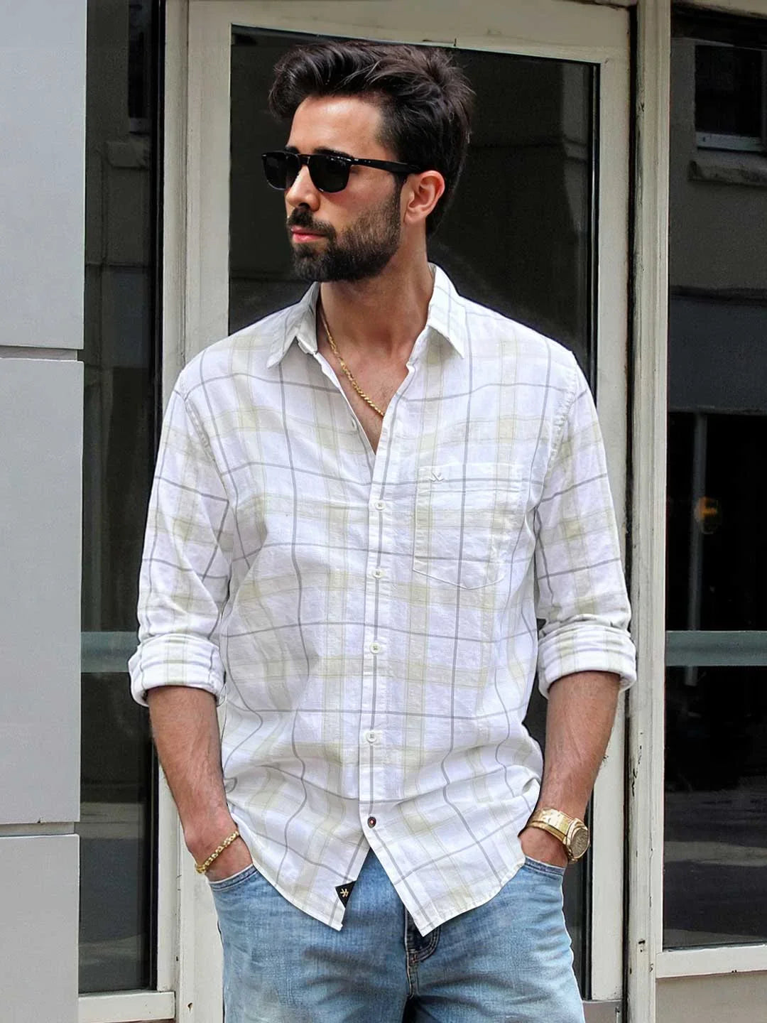 Textured Cotton Slub Shirt | Green