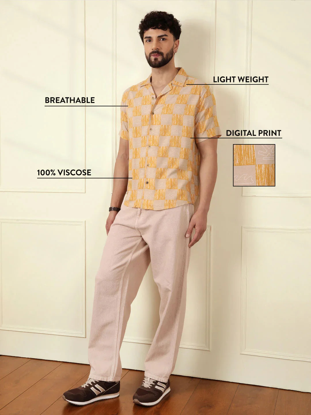 AOP Fluid Viscose Shirt | Yellow