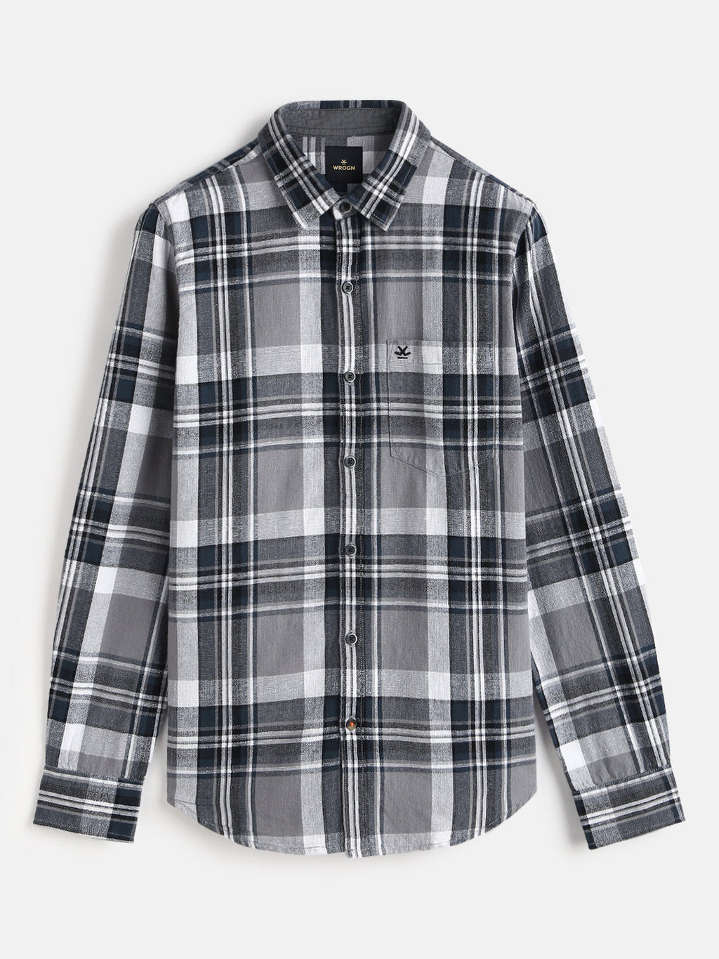 Textured Checks Slim Fit Shirt | Grey