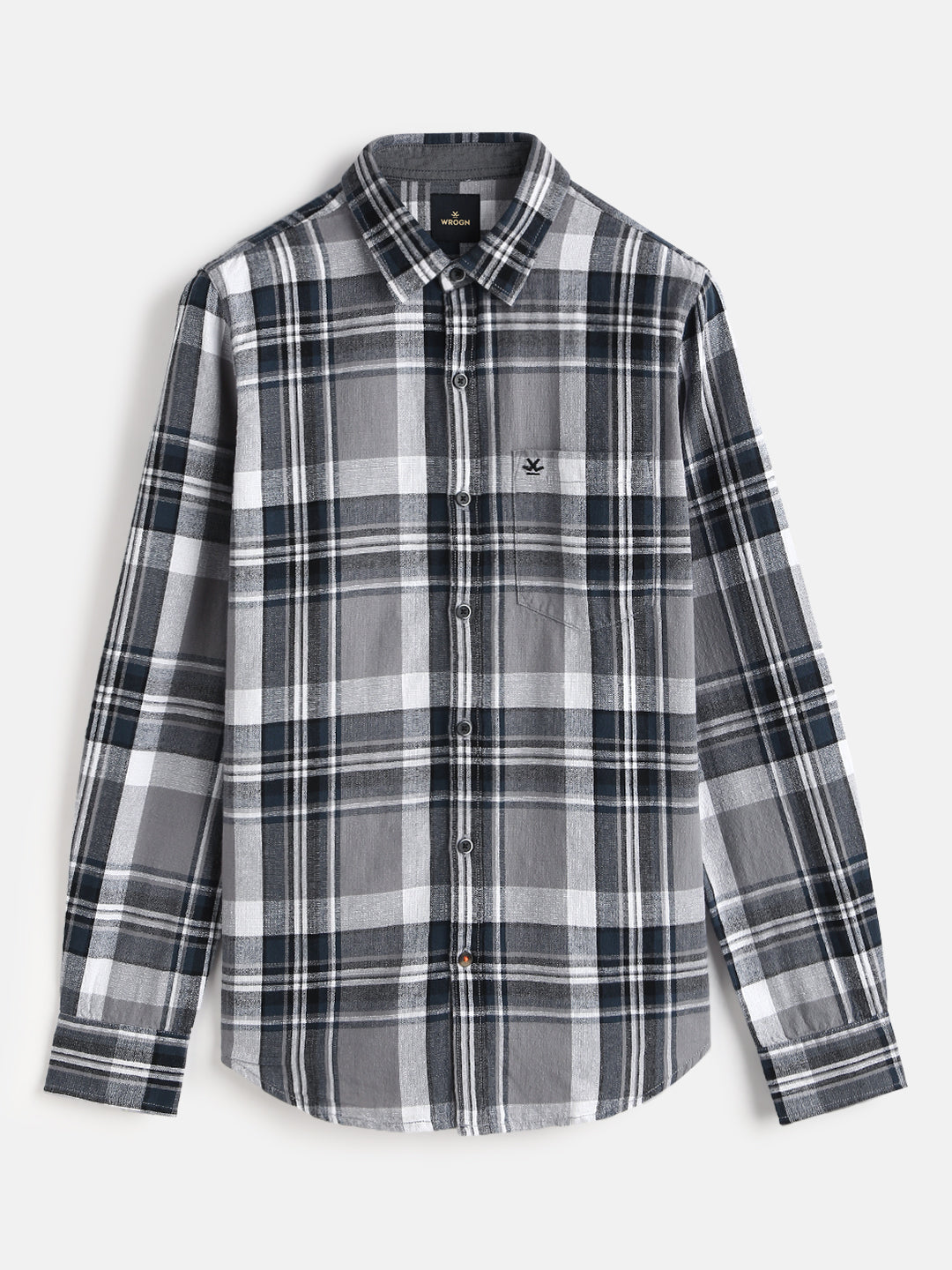 Textured Checks Slim Fit Shirt | Grey