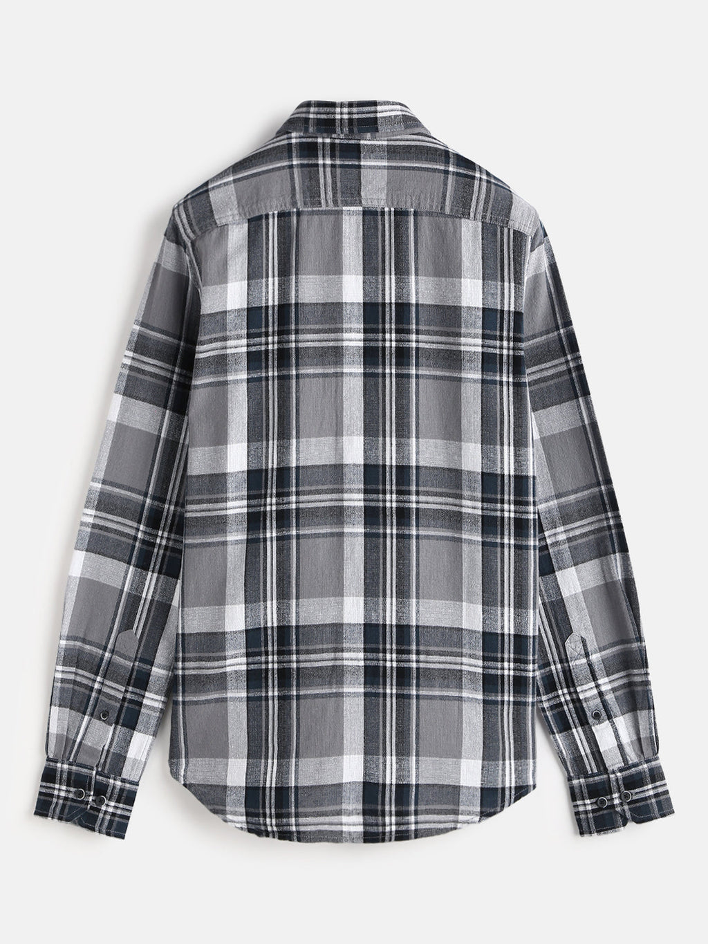 Textured Checks Slim Fit Shirt | Grey