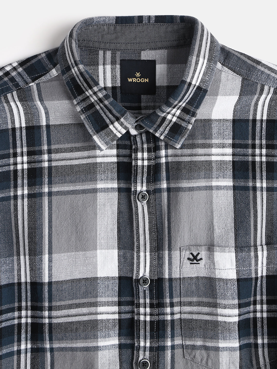 Textured Checks Slim Fit Shirt | Grey