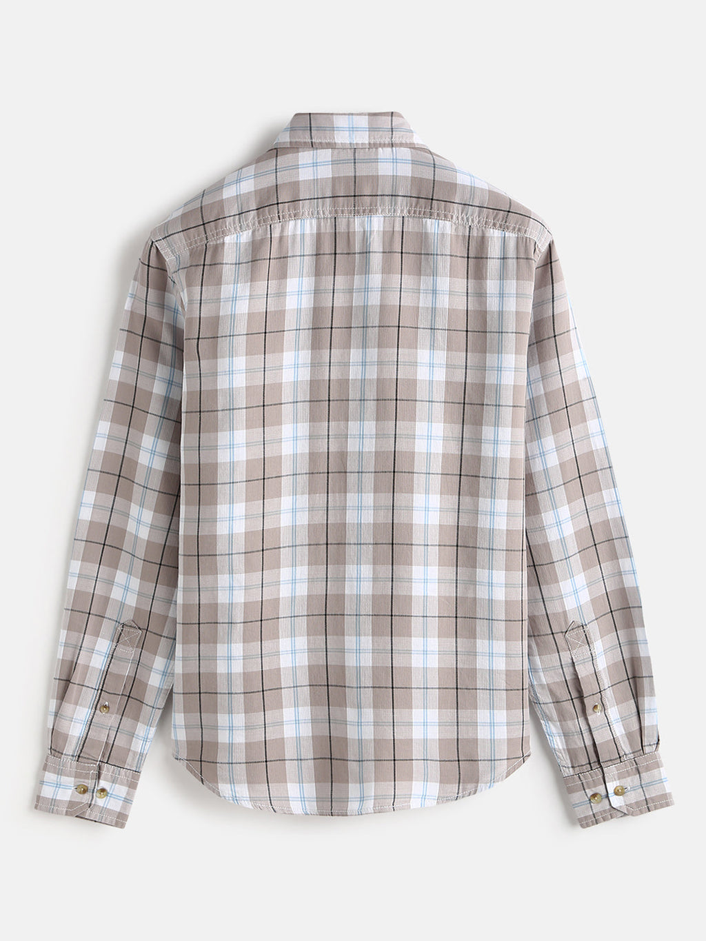 Checked Double Cloth Shirt | Brown