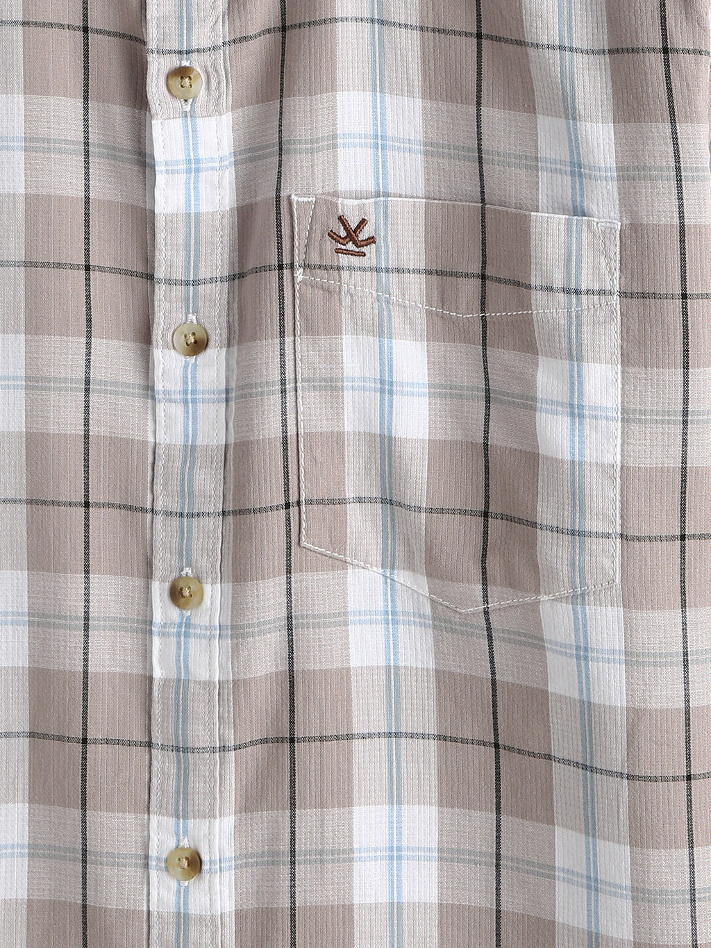 Checked Double Cloth Shirt | Brown