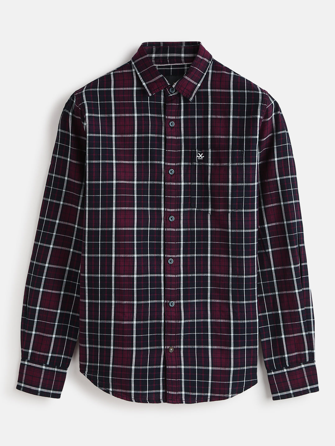 Classic Checked Cotton Shirt | Maroon