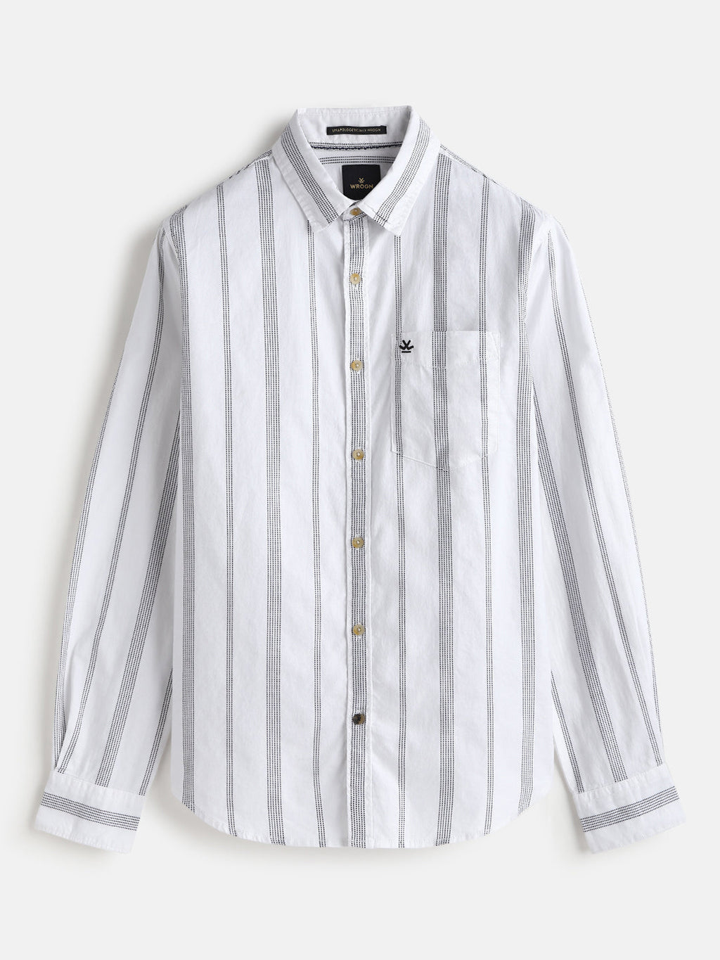 Textured Stripes Cotton Shirt | White