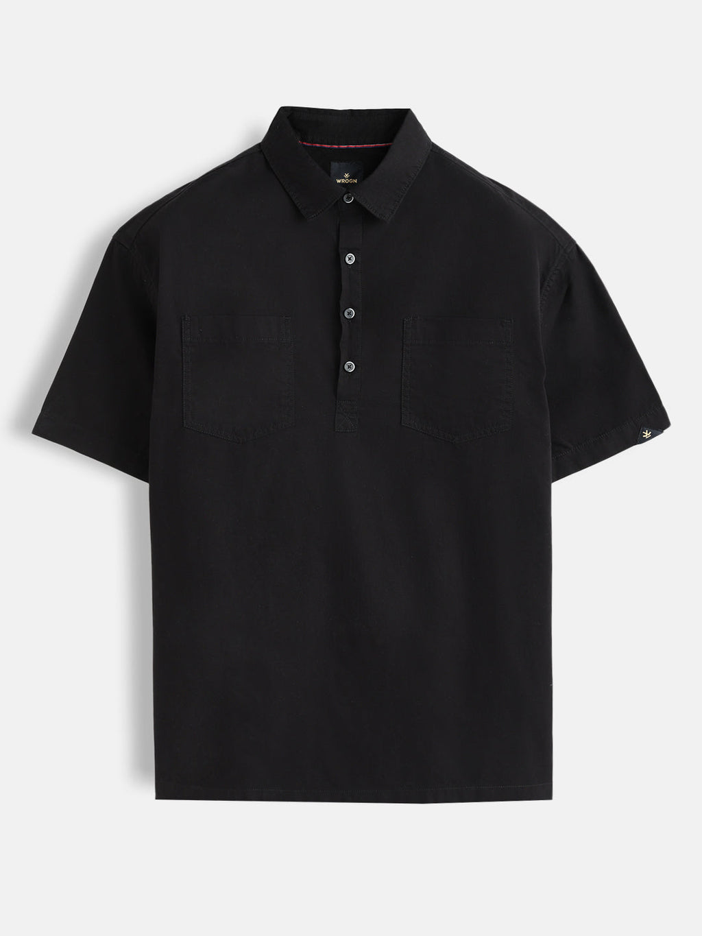 Oversized Half Placket Popover Shirt | Black