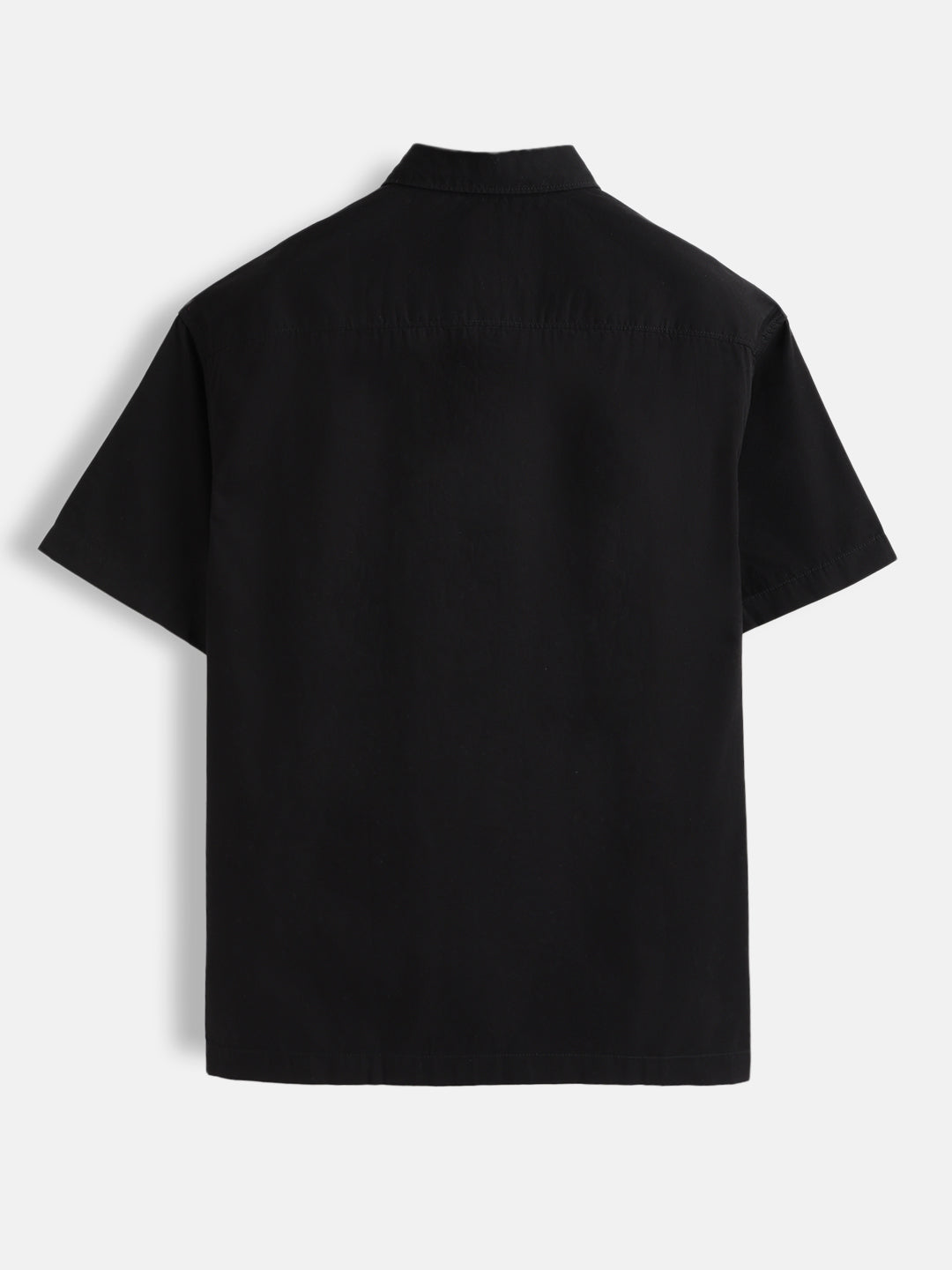 Oversized Half Placket Popover Shirt | Black