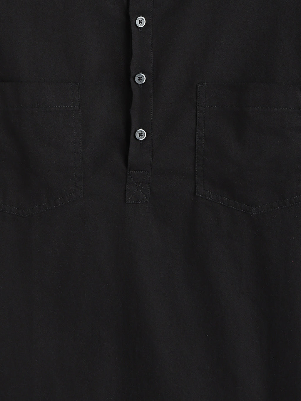 Oversized Half Placket Popover Shirt | Black