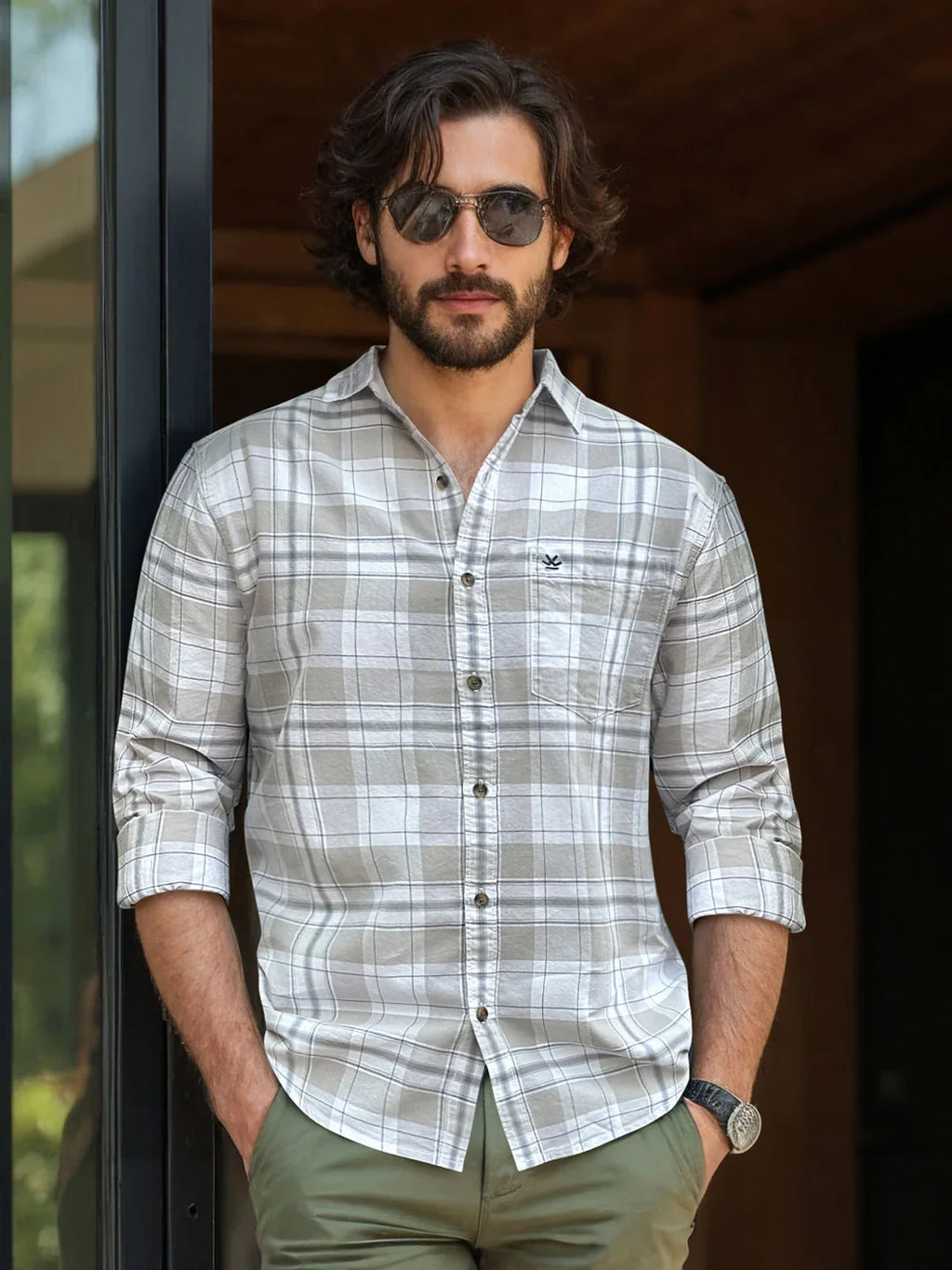 Checked Comfort Fit Shirt | Grey