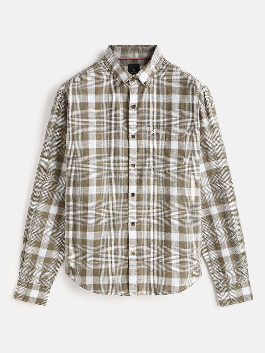 Checked Cotton Slub Shirt | Brown