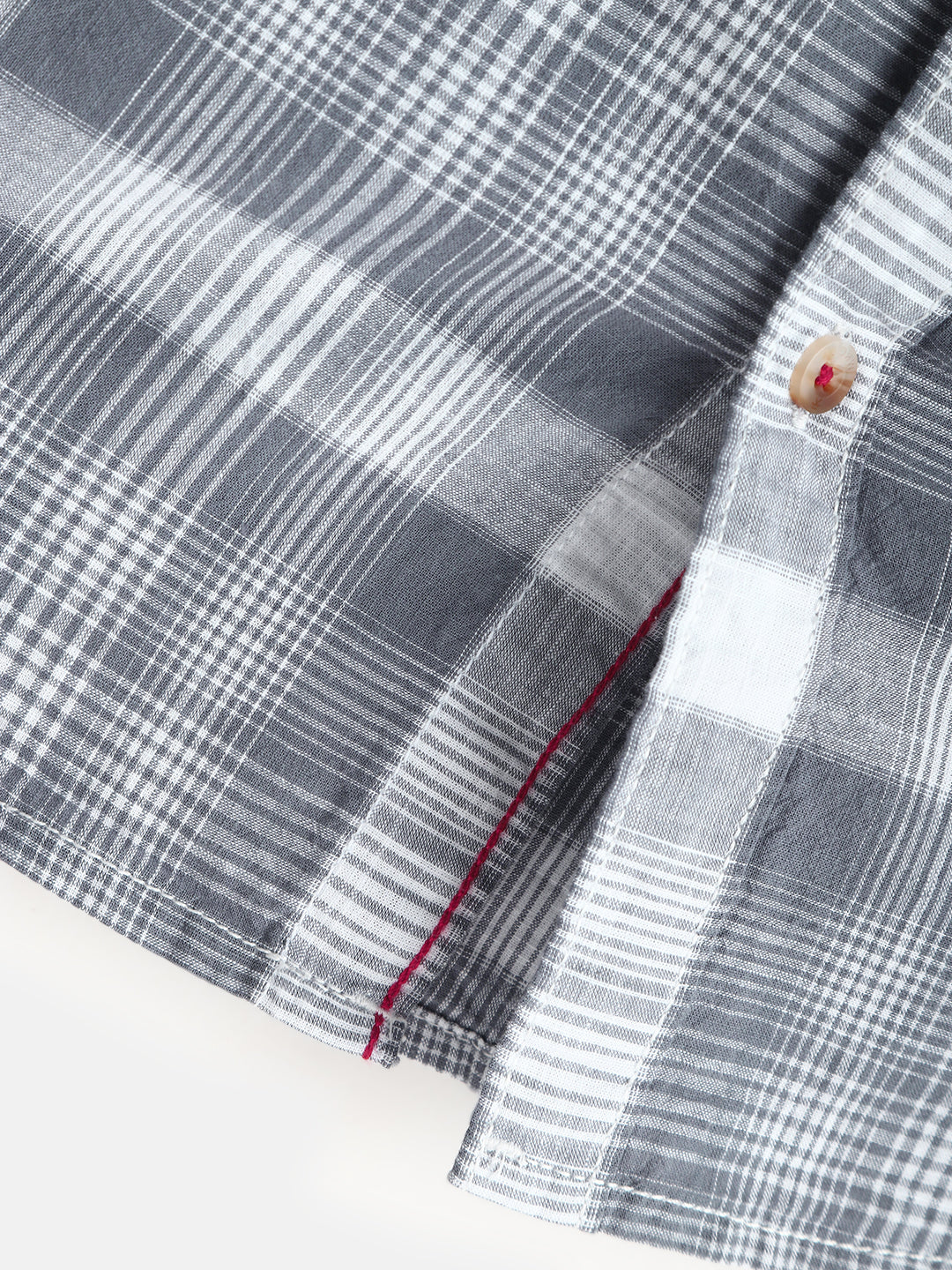 Checked Cotton Slub Shirt | Grey