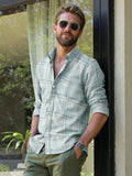 Textured Checks Summer Shirt | Green