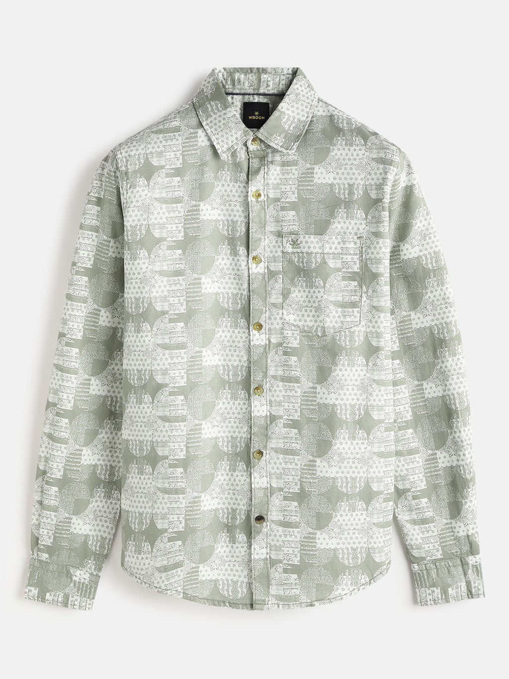 Abstract Printed Slim Fit Shirt | Green