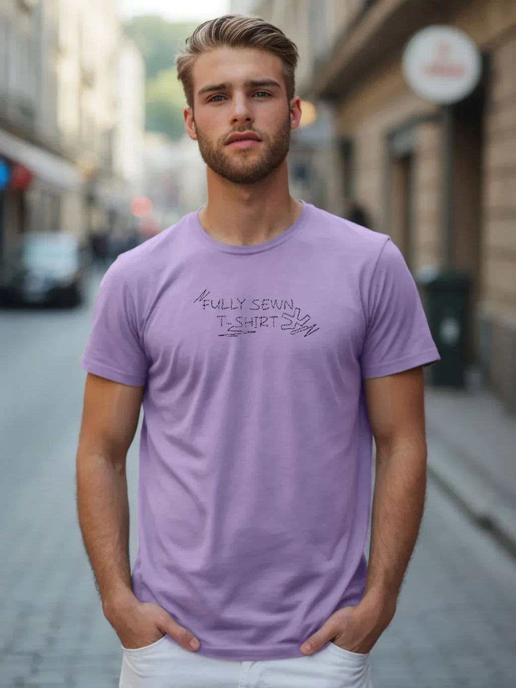 Embroidered Slim Fit T-Shirt | Lavender