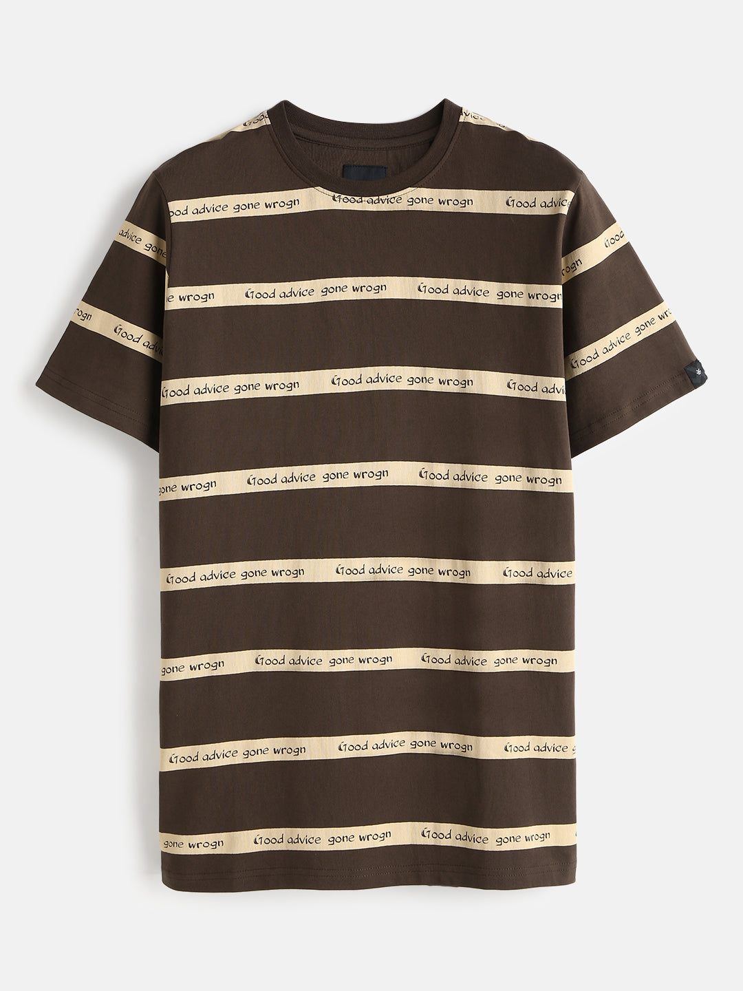 Printed Stripes Casual T-Shirt | Brown