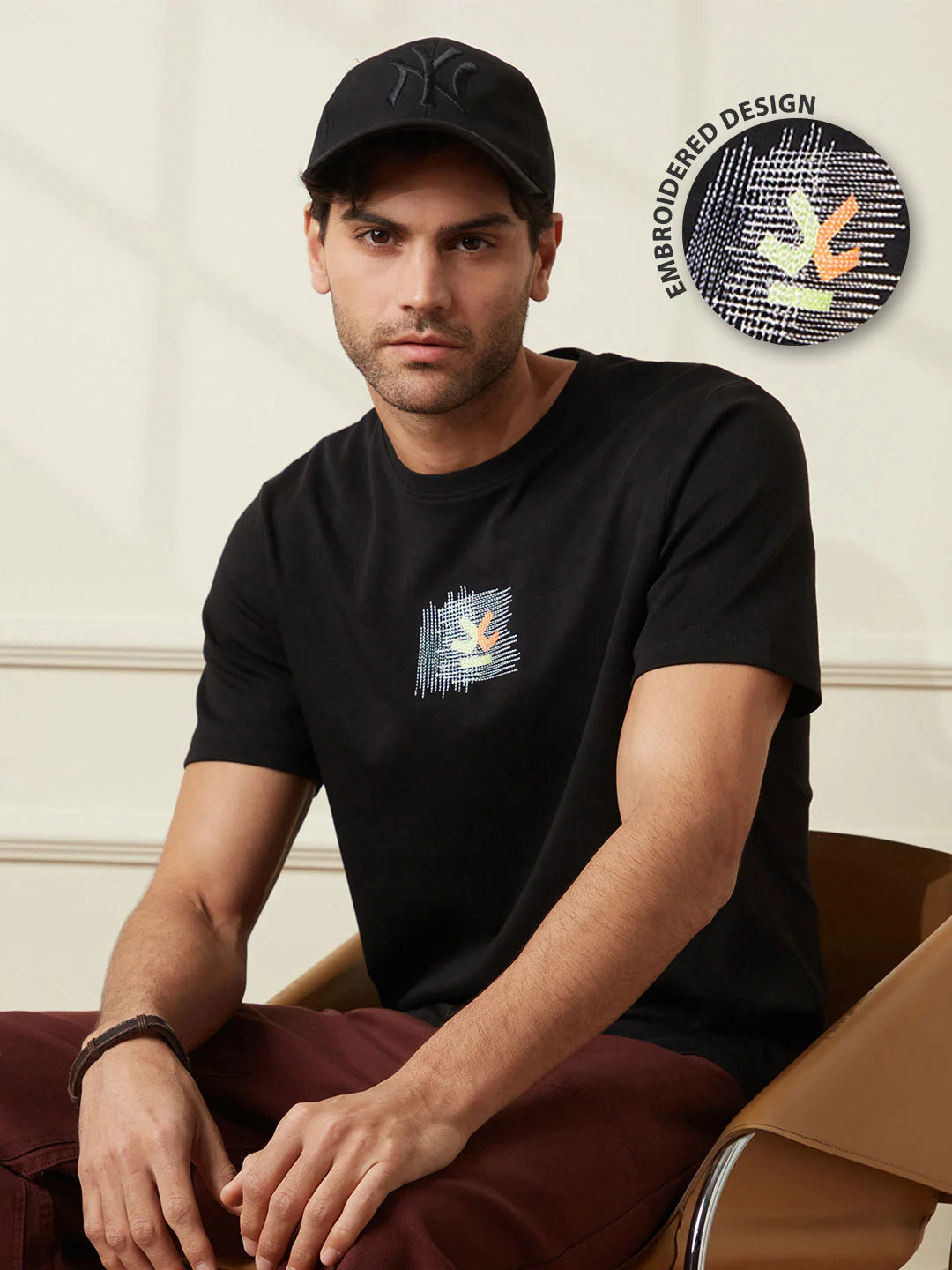 Embroidered Slim Fit T-Shirt | Black