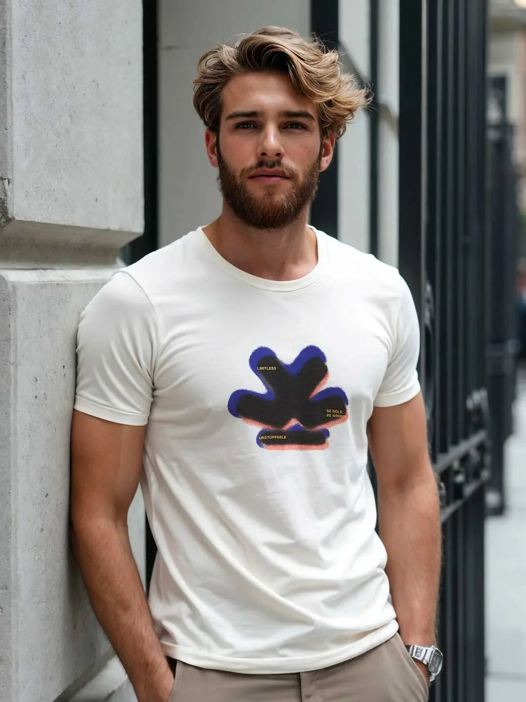 Graphic Print Slim Fit T-Shirt | Off White