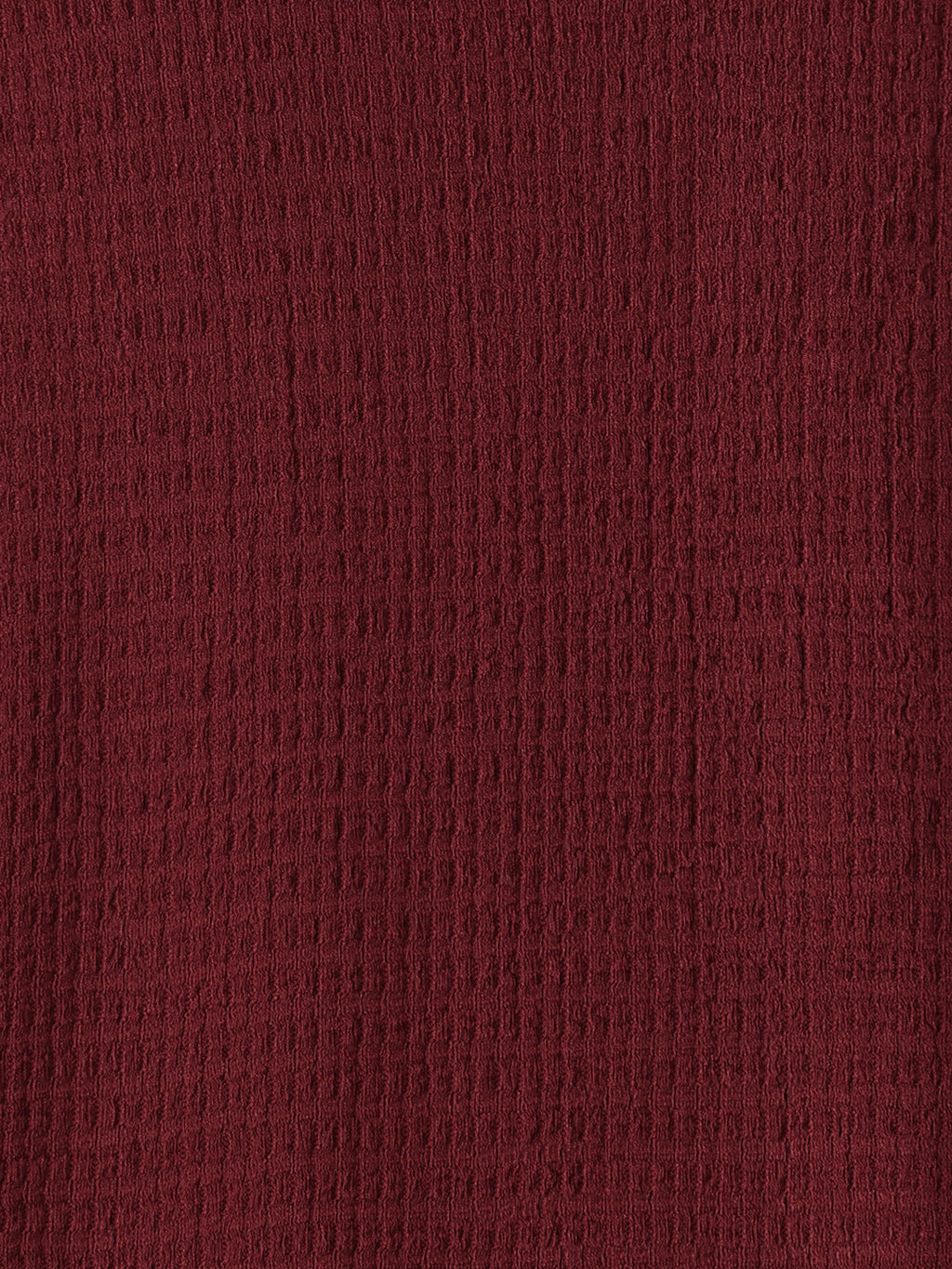 Oversized Jacquard Textured Crew Neck T-Shirt   | Maroon