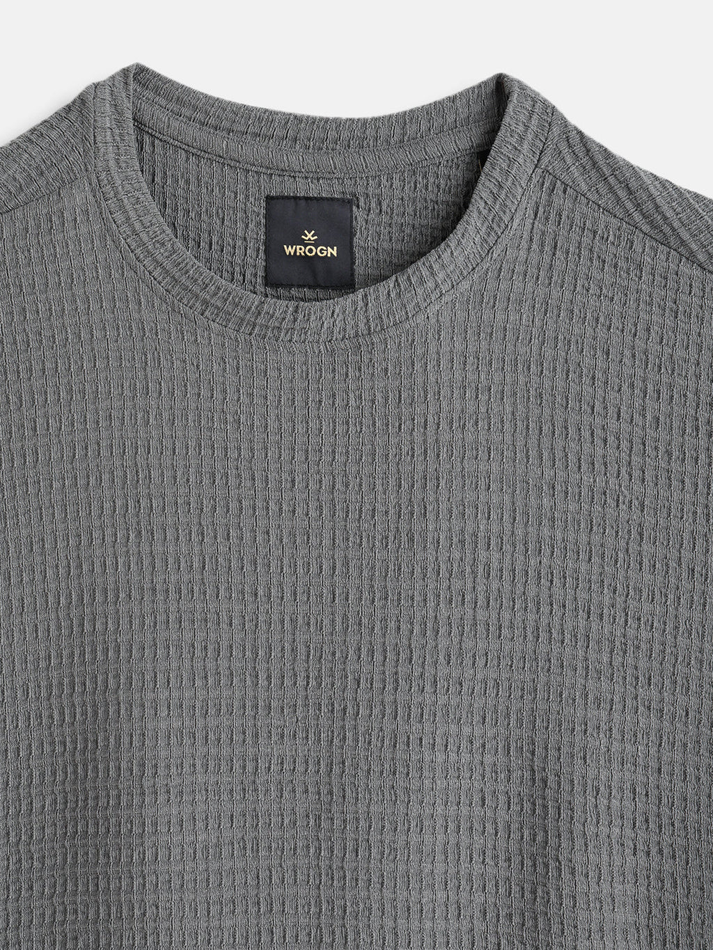 Honeycomb Textured Knit Crew Neck Pullover In Oversized Fit  |  Grey