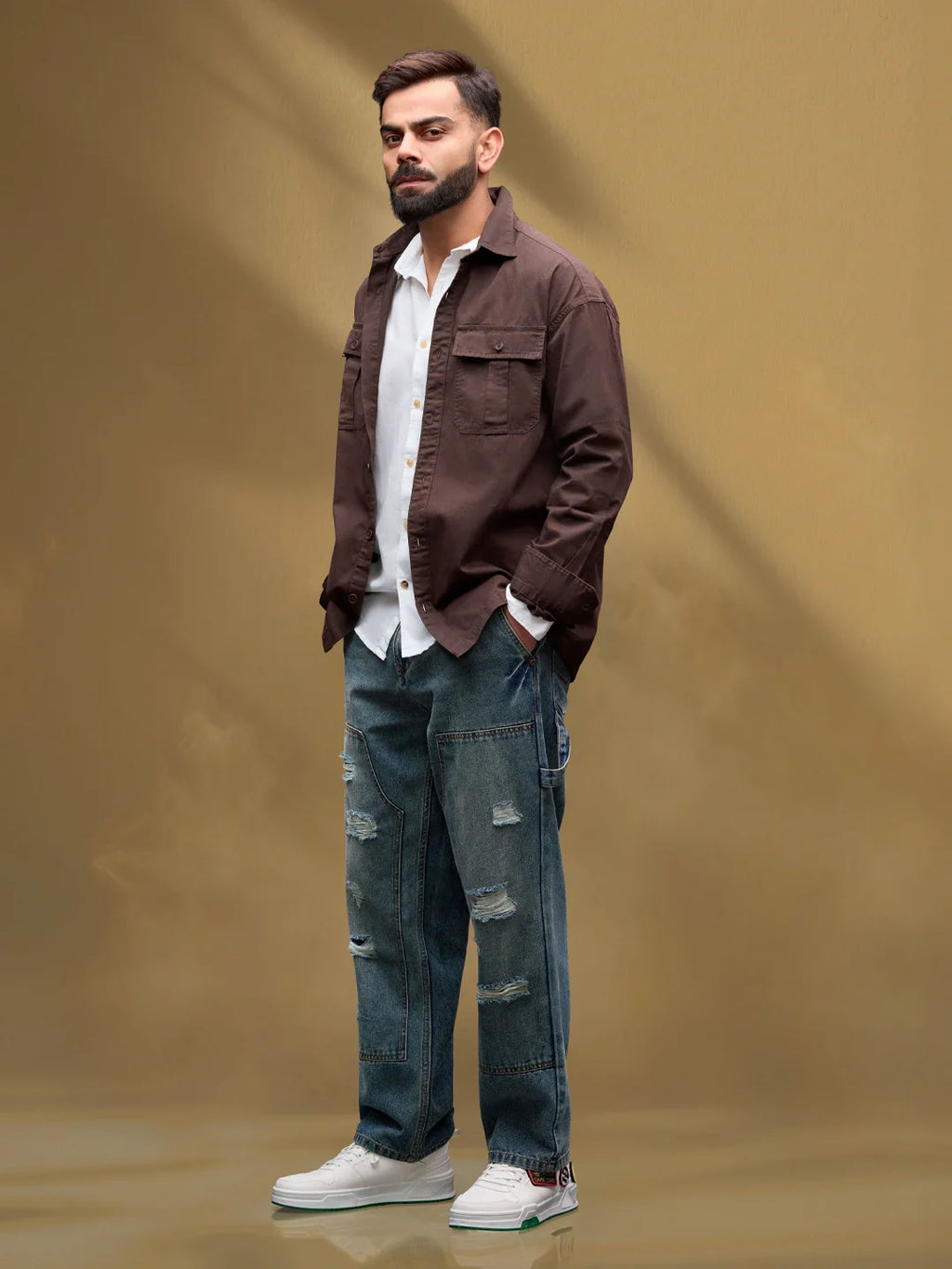 Solid Heavy Fade Loose Fit Jeans | Blue