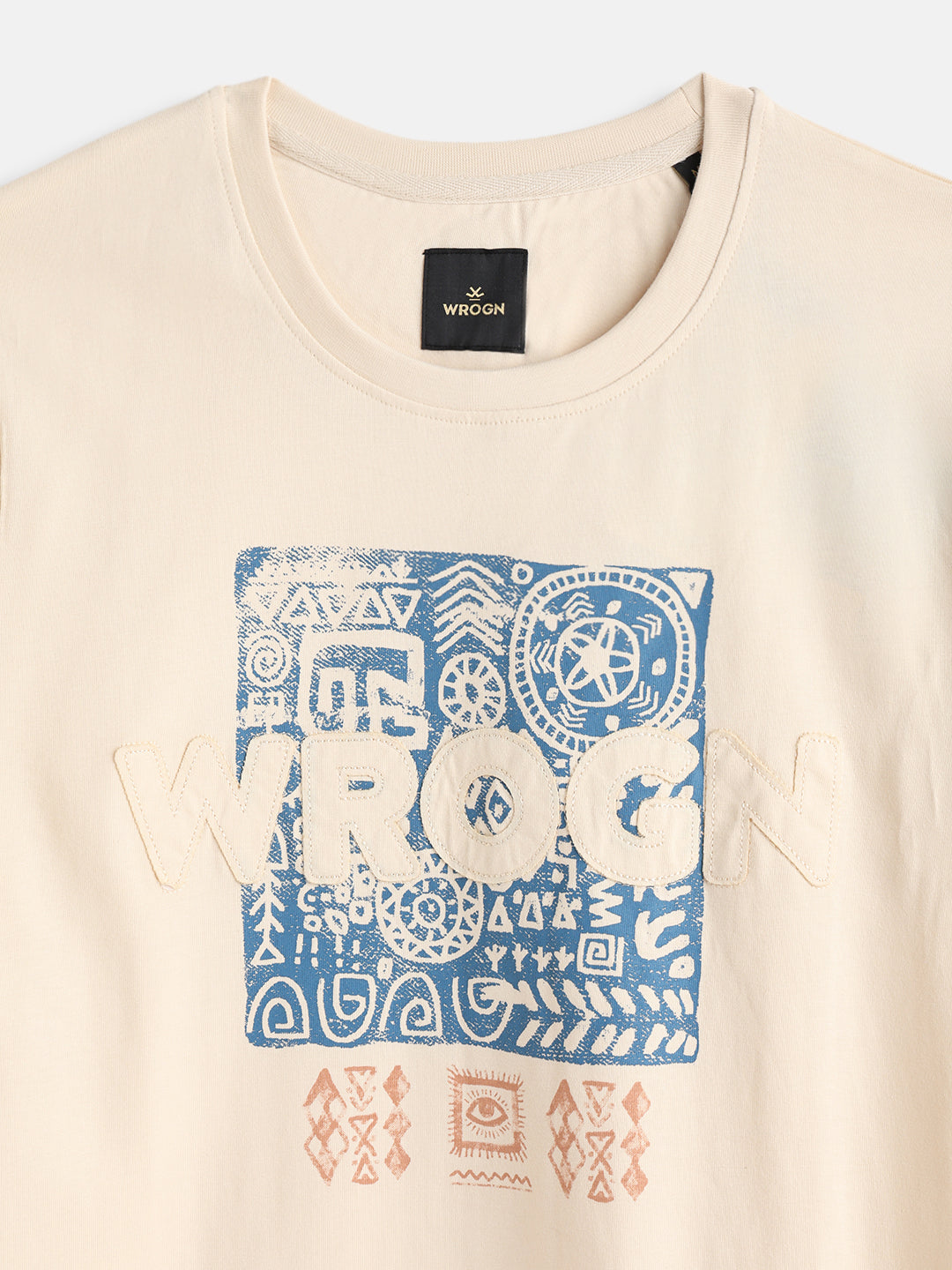 Ancient Markings Inspired Brand Carrier Slim Fit T-Shirt | Beige