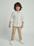 HOP Kids White Striped Relaxed-Fit Cotton Shirt