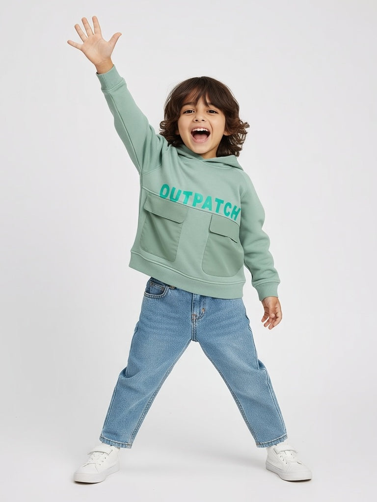 HOP Kids Sage Typographic Cotton-Blend Hoodie