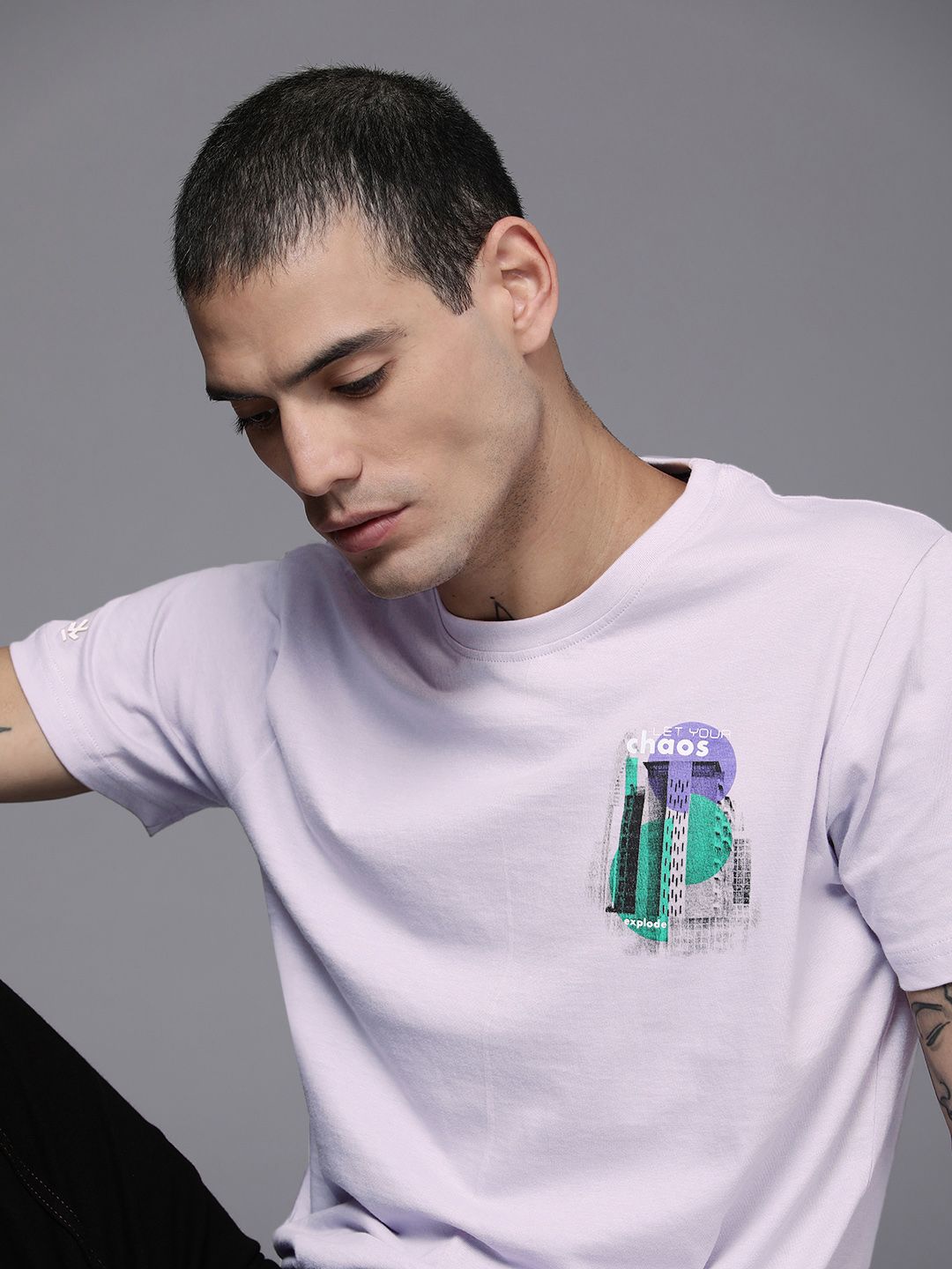 Chaos Printed Lavender T-Shirt