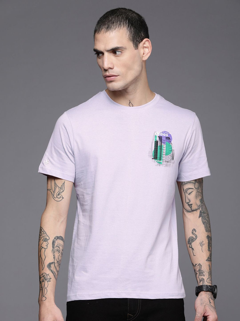Chaos Printed Lavender T-Shirt
