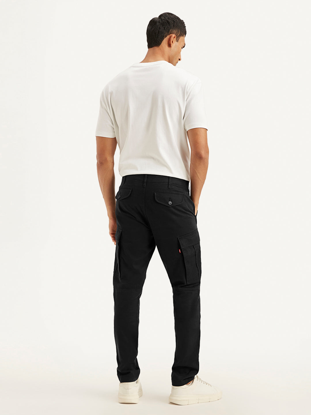 Men's Black Relaxed Fit Cargo Trousers