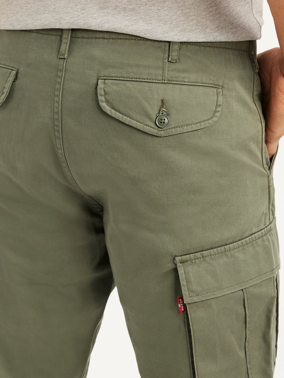 Men's Olive Relaxed Fit Cargo Trousers