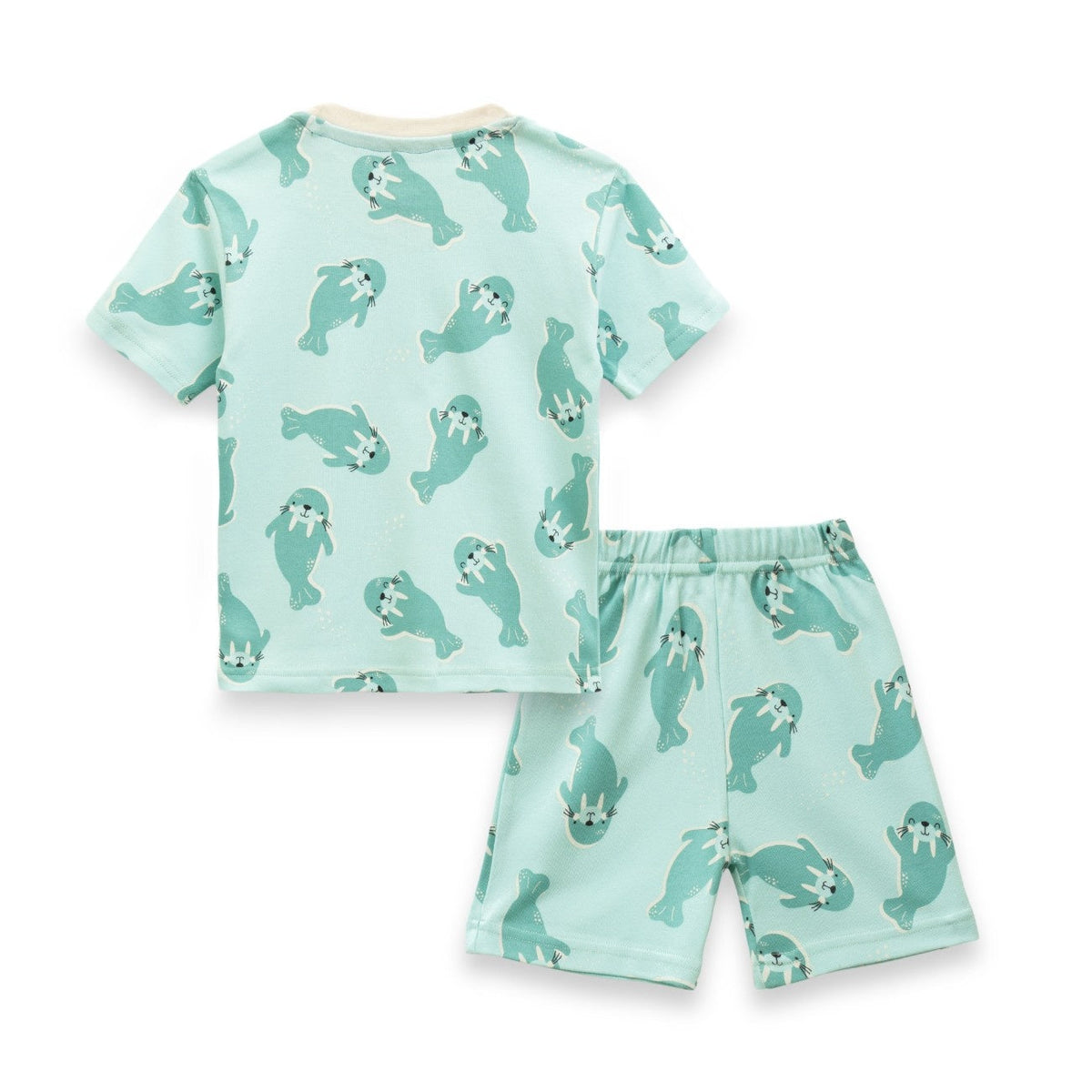 Sea Walrus Printed Green Kids Co-Ord Set