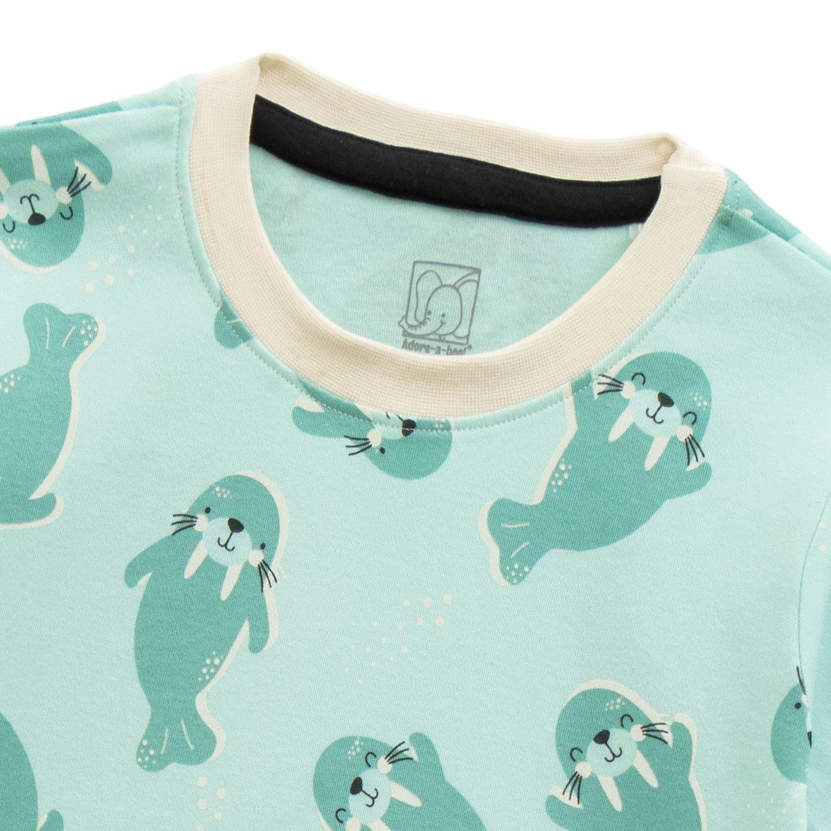 Sea Walrus Printed Green Kids Co-Ord Set