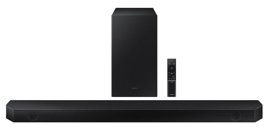 Samsung Q-Symphony Soundbar (HW-Q600B/XL), USB, Bluetooth with 3.1.2 Channel, Wireless Subwoofer, and 2 Up-Firing Speakers, Dolby Atmos Music (Black)