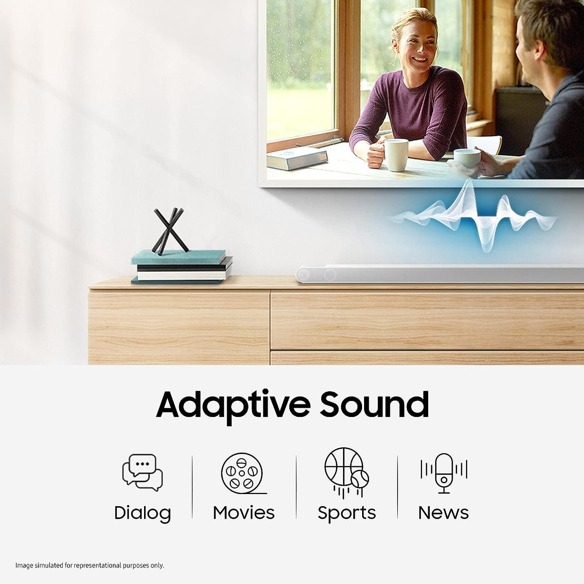 Samsung Q-Symphony Soundbar (HW-Q600B/XL), USB, Bluetooth with 3.1.2 Channel, Wireless Subwoofer, and 2 Up-Firing Speakers, Dolby Atmos Music (Black)