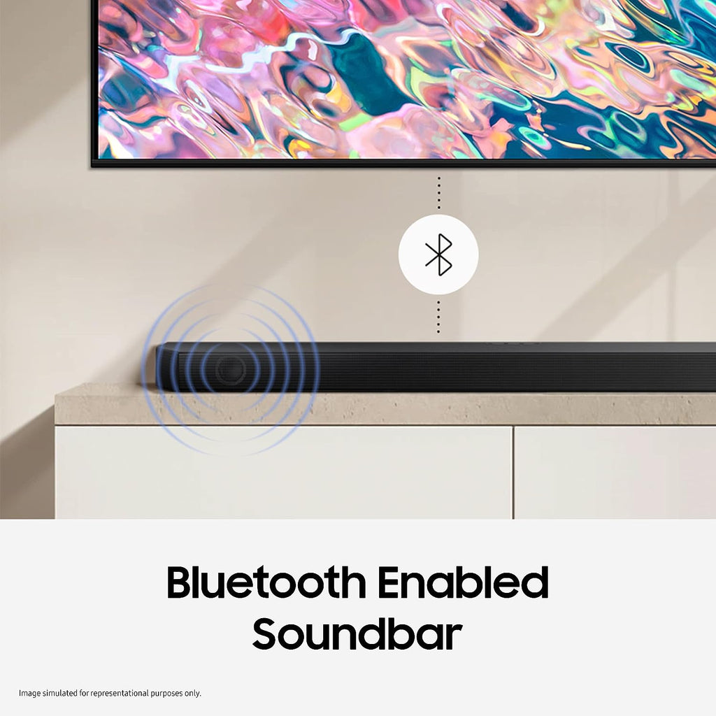 Samsung Q-Symphony Soundbar (HW-Q600B/XL), USB, Bluetooth with 3.1.2 Channel, Wireless Subwoofer, and 2 Up-Firing Speakers, Dolby Atmos Music (Black)