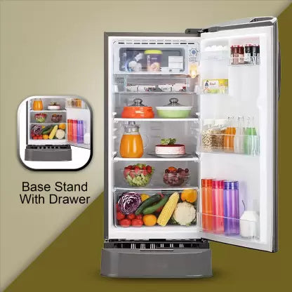 LG 185 L Direct Cool Single Door Refrigerator Shiny Steel, GL-D201APZU