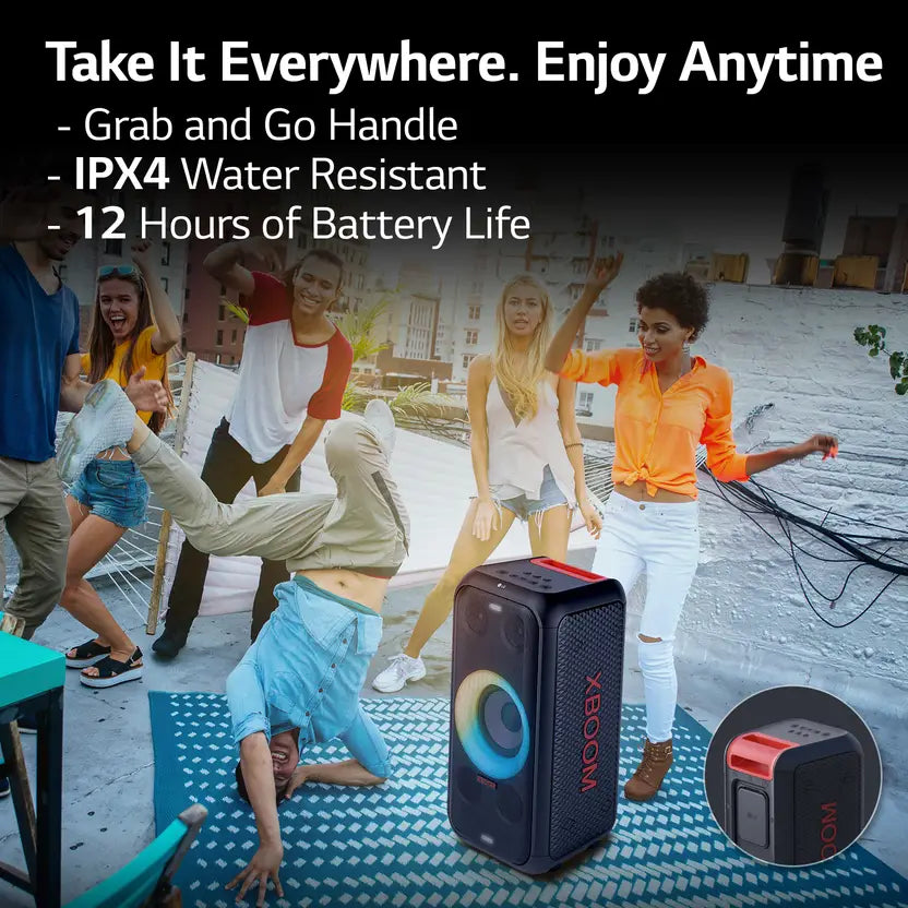 LG XL5S 12hrs Battery, Mic and Guitar input 200 W Bluetooth Party Speaker (Black, 2.1 Channel)