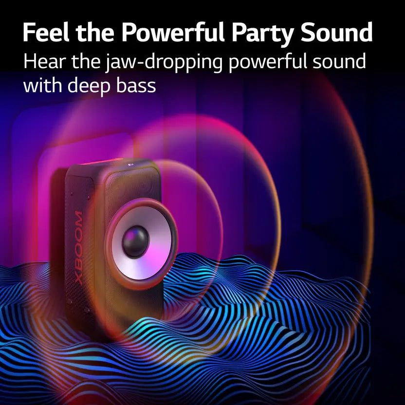 LG XL5S 12hrs Battery, Mic and Guitar input 200 W Bluetooth Party Speaker (Black, 2.1 Channel)