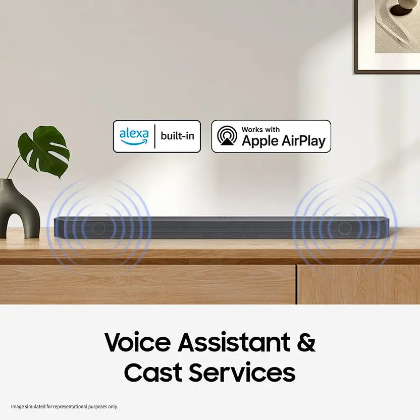 Samsung 360 W 5.1.2ch (HW-Q800C/XL) Q-Symphony Soundbar with Wireless Subwoofer, Top/Centre/Side Firing Speakers, Wide Range Tweeter, Dolby Atmos, Built-in Alexa, AirPlay2, Wi-Fi (Black)